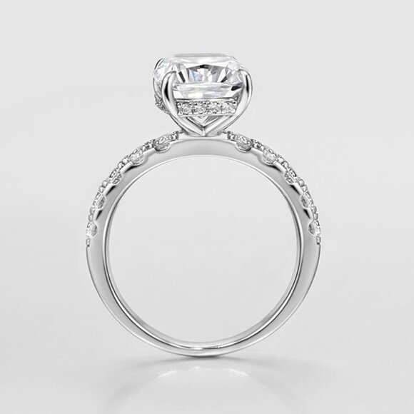 3CT Cushion Cut CZ Engagement Ring 925 Sterling Silver Size 8 NWT - Picture 3 of 6